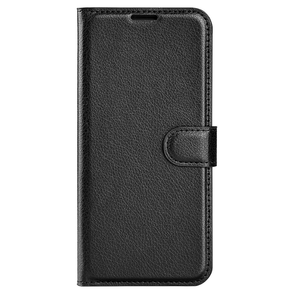 Huawei P60 Pro Litchi Læder Flip Cover    Pung Sort