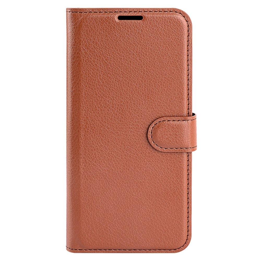 Huawei P60 Pro Litchi Læder Flip Cover    Pung Brun