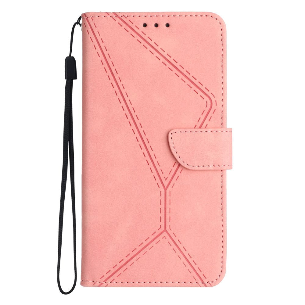 Honor Magic5 Lite Læder Flip Cover    Pung   Strop Lyserød