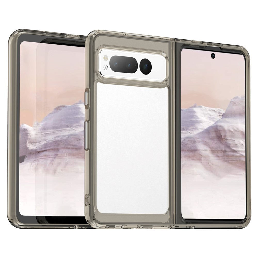 Google Pixel Fold Hybrid Plastik Bagside Cover Gennemsigtig   Grå