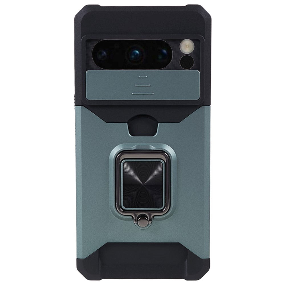 Google Pixel   Pro Håndværker Bagside Cover    Magnetisk Kickstand  Kortholder   Cam Slider Grøn