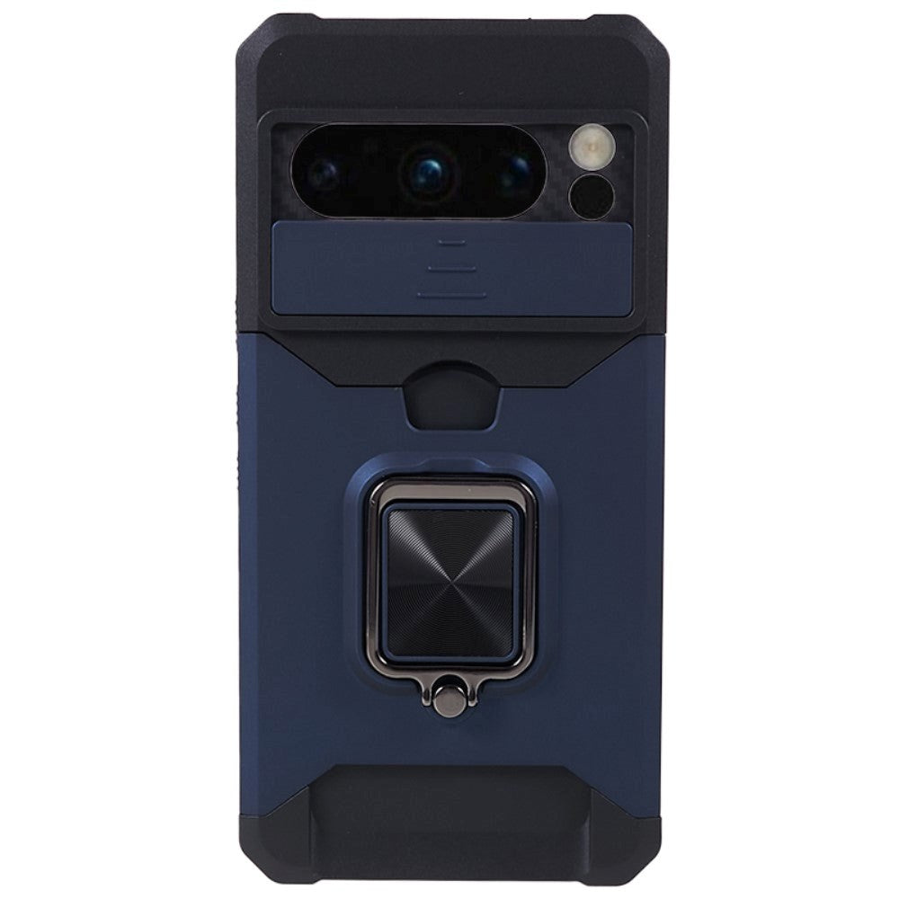 Google Pixel   Pro Håndværker Bagside Cover    Magnetisk Kickstand  Kortholder   Cam Slider Blå