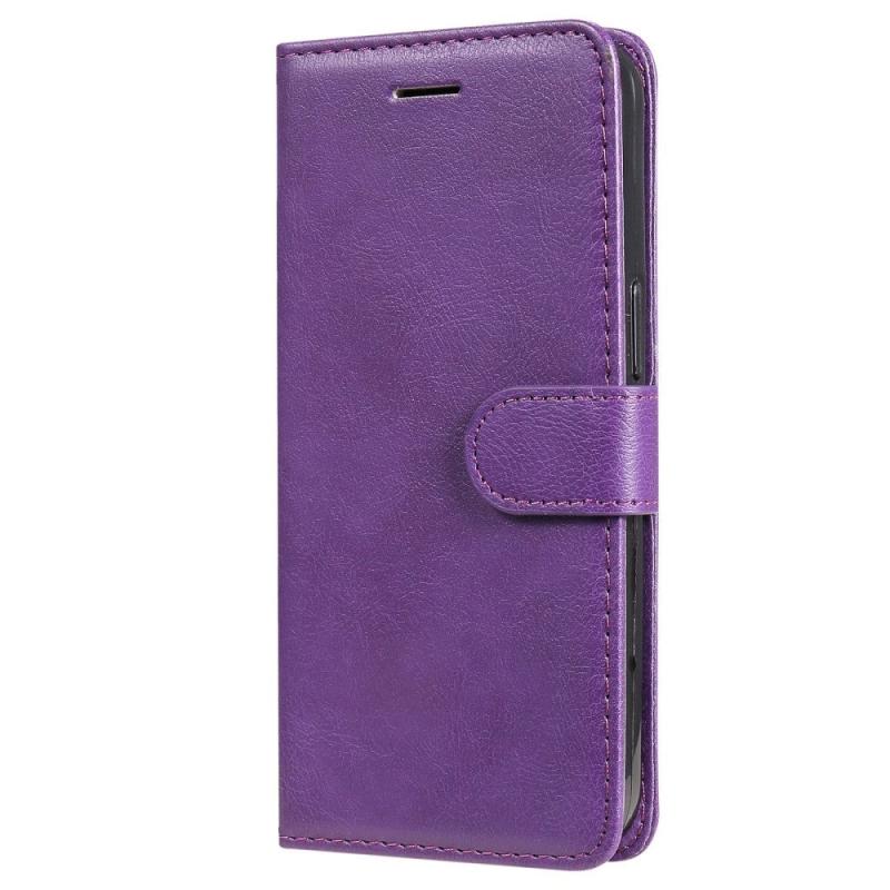 Iphone 15 Pro Læder Flip Cover    Strop   Pung Lilla