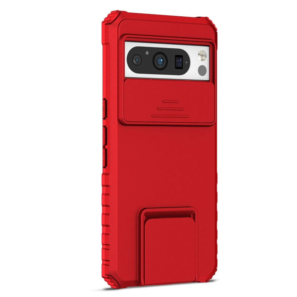 Google Pixel   Pro Håndværker Bagside Cover    Kickstand   Cam Slider Rød