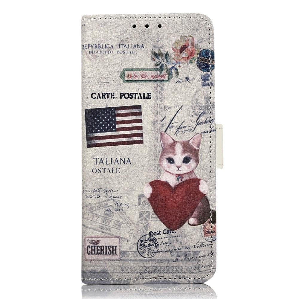 Sony Xperia     Læder Flip Cover    Pung Kat    Hjerte