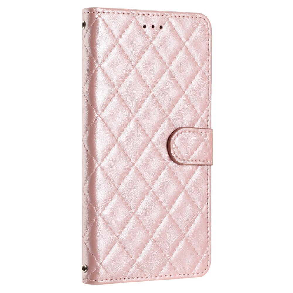 Eiderwood Motorola Moto G84 Læder Flip Cover    Pung   Strop Rhombus Rose Gold