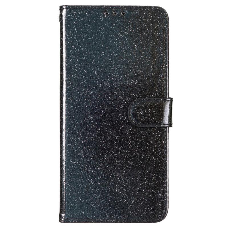 Eiderwood Motorola Moto G84 Læder Flip Cover    Pung   Strop Glimmer Sort