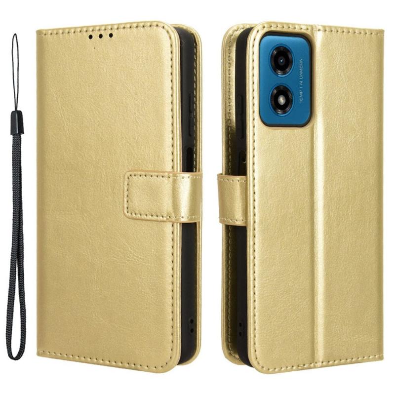 Eiderwood Motorola Moto G04   G24   G24 Power Blankt Læder Flip Cover    Pung   Strop Guld