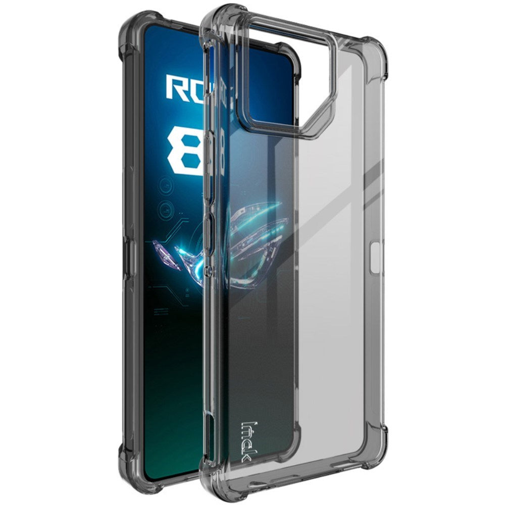 Asus Rog Phone       Pro Imak Shock Resistant Plastik Bagside Cover Gennemsigtig Sort
