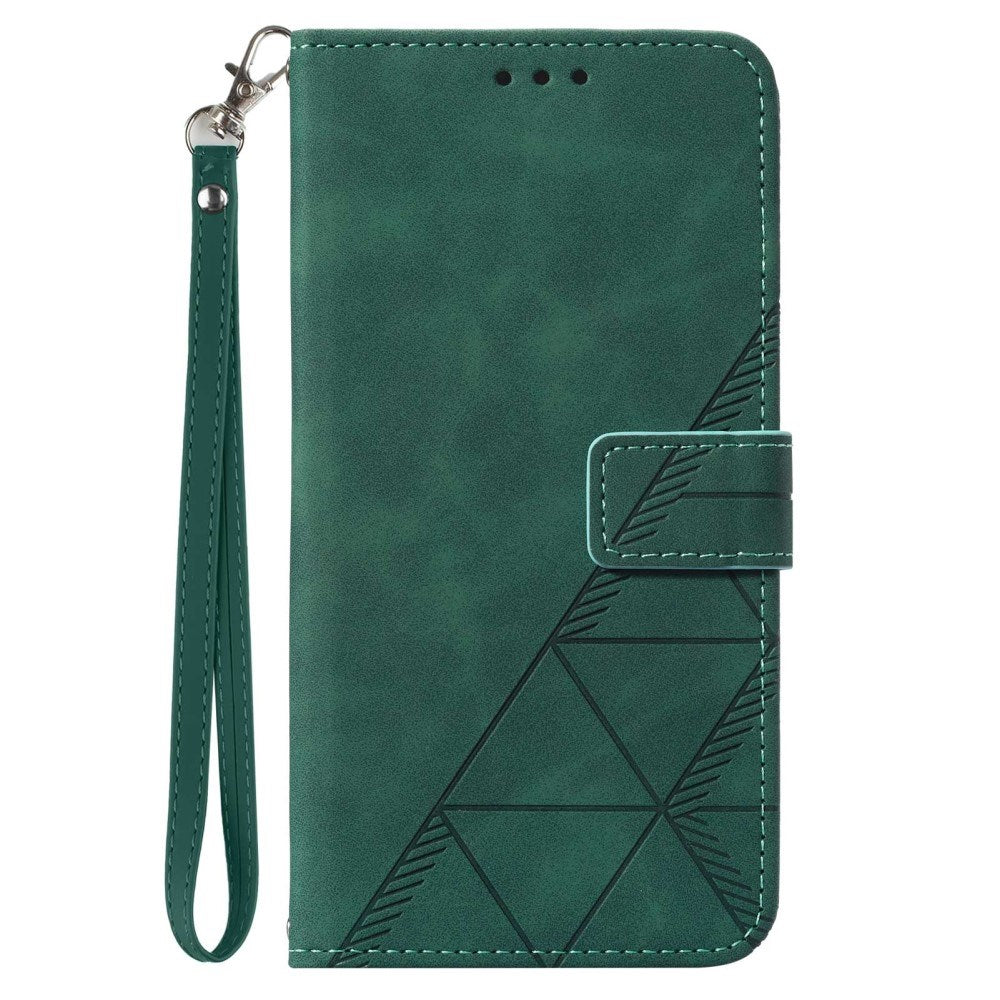 Eiderwood Motorola Moto   Play 5g  2024  Blødt Læder Flip Cover    Pung Geometri Mønster Mørkegrøn