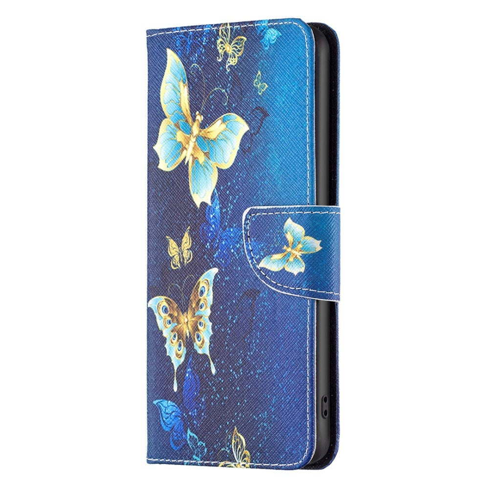 Eiderwood Sony Xperia 10   Læder Flip Cover    Pung   Ståfunktion Blå Med Sommerfugle
