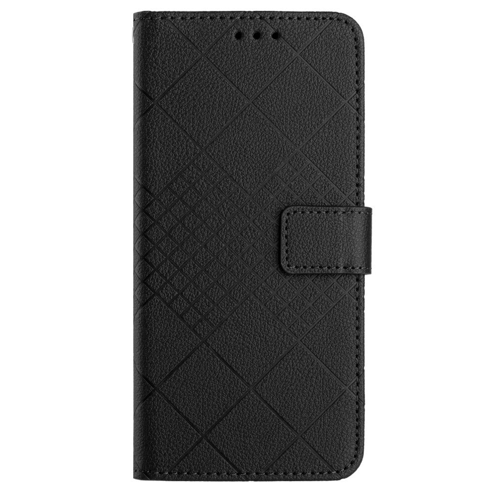 Eiderwood Sony Xperia 10   Læder Flip Cover    Pung   Strop Rombe Indgravering Sort