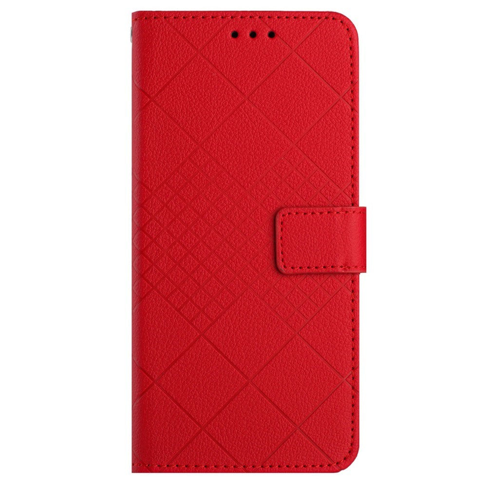 Eiderwood Sony Xperia 10   Læder Flip Cover    Pung   Strop Rombe Indgravering Rød