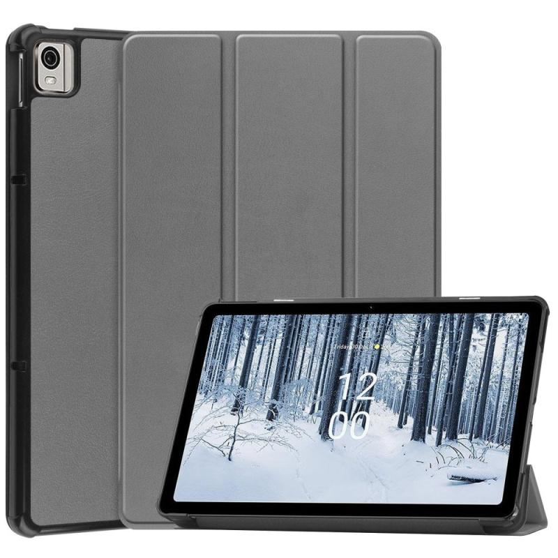 Eiderwood Nokia T21 Tri-fold Læder Flip Cover    Standerfunktion Grå