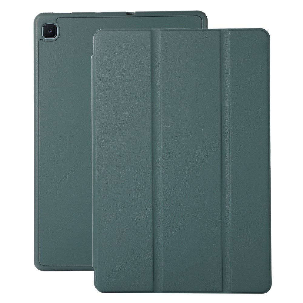 Samsung Galaxy Tab S6 Lite  2020-2024  Magnetisk Tri-fold Læder Flip Cover    Pencil Holder Mørkegrøn