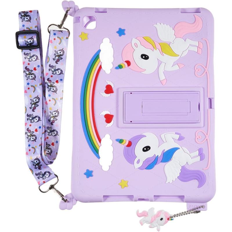 Ipad      2018-2017    Ipad Air   Ipad Air   Silikone Bagside Cover    Stander  Print   Strop Enhjørning