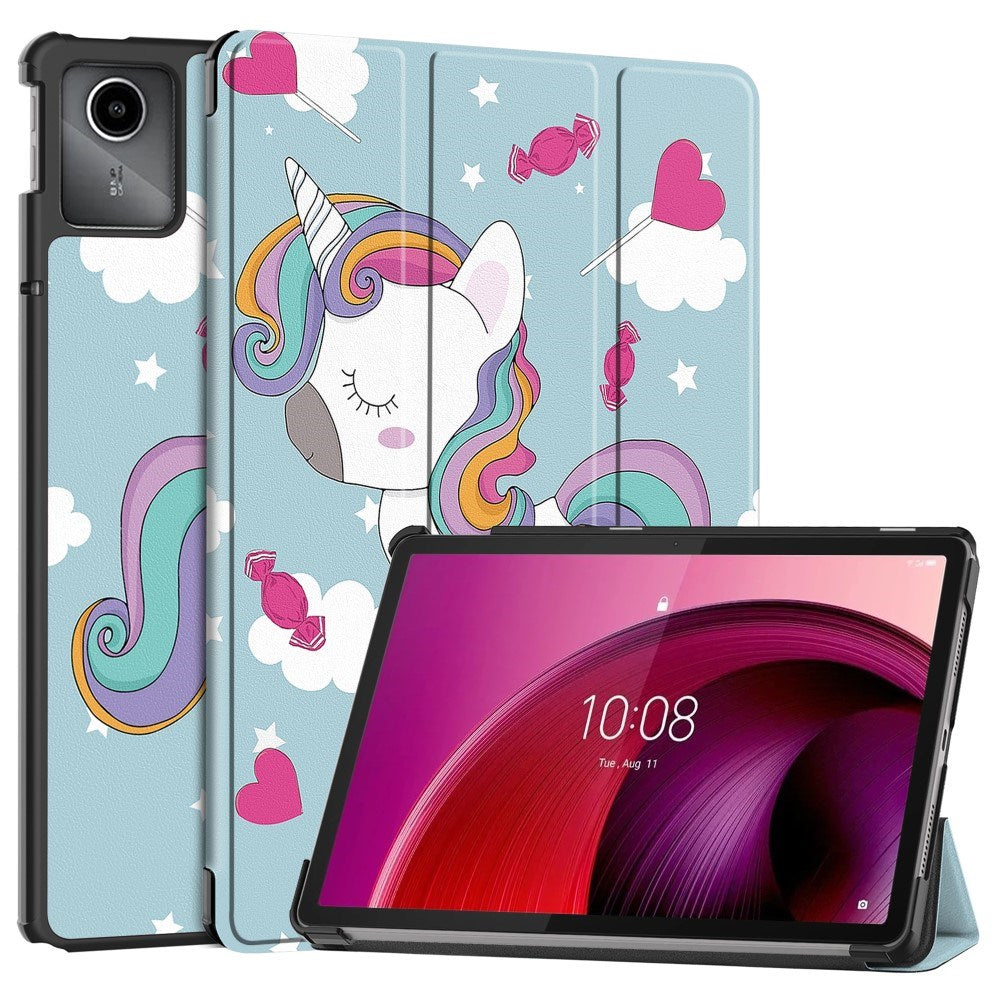 Eiderwood Lenovo Tab M11 Tri-fold Kunstlæder Flip Cover    Vågeblus Funktion Enhjørning