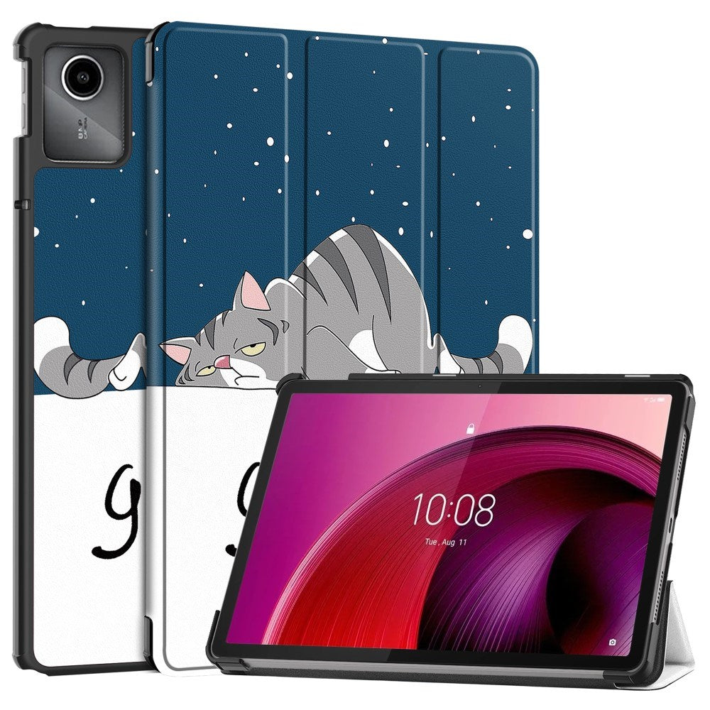 Eiderwood Lenovo Tab M11 Tri-fold Kunstlæder Flip Cover    Vågeblus Funktion Kat