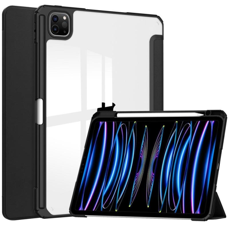 Eiderwood Ipad Pro 11  2024  Hybrid Flip Cover    Pen Holder Sort   Gennemsigtig