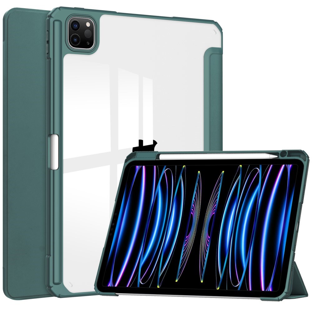 Eiderwood Ipad Pro 11  2024  Hybrid Flip Cover    Pen Holder Grøn   Gennemsigtig