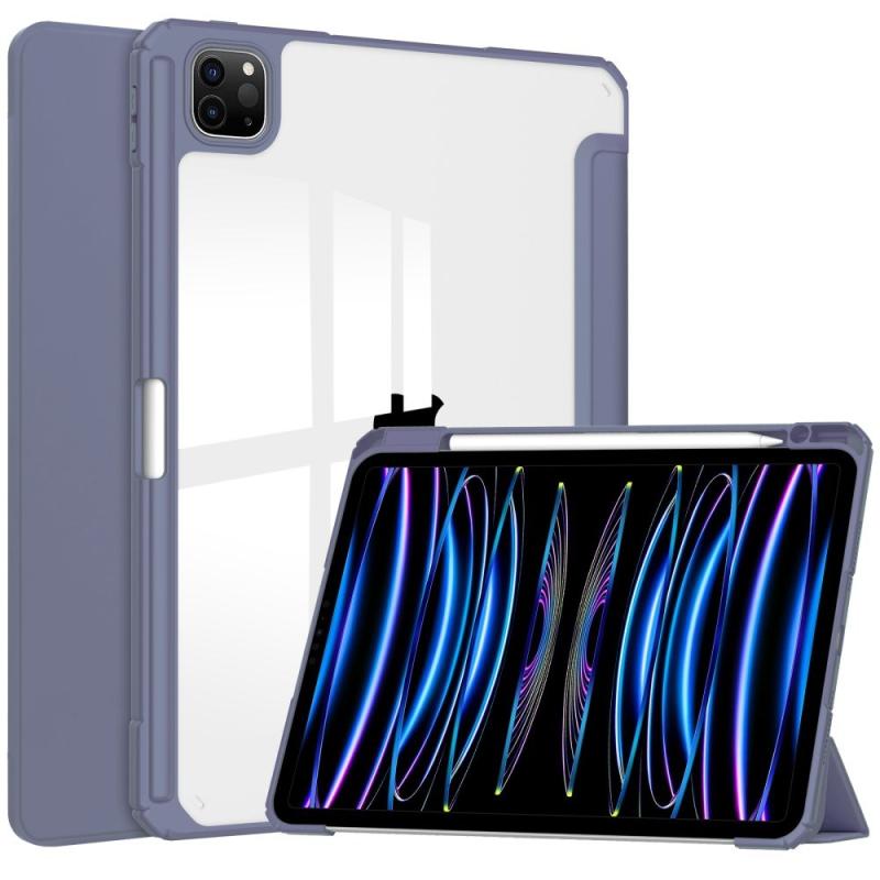 Eiderwood Ipad Pro 11  2024  Hybrid Flip Cover    Pen Holder Lilla   Gennemsigtig