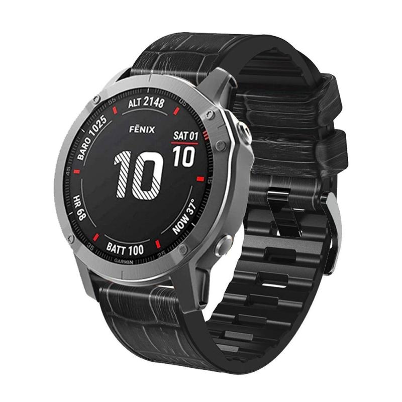 Universal Garmin 26mm Quickfit Læderbetrukket Rem    Krokodille Tekstur Sort