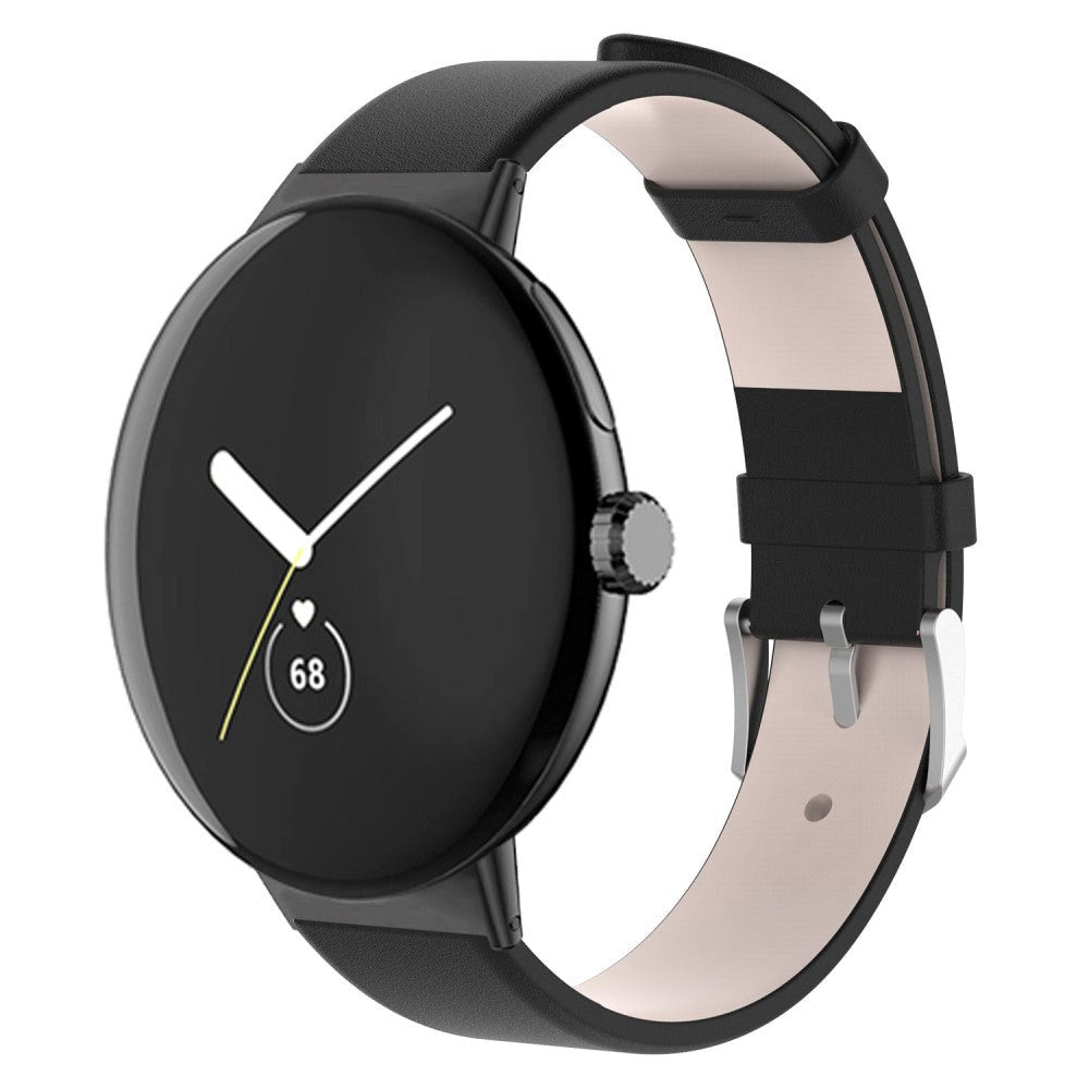 Google Pixel Watch           Kunst Læder Rem Sort