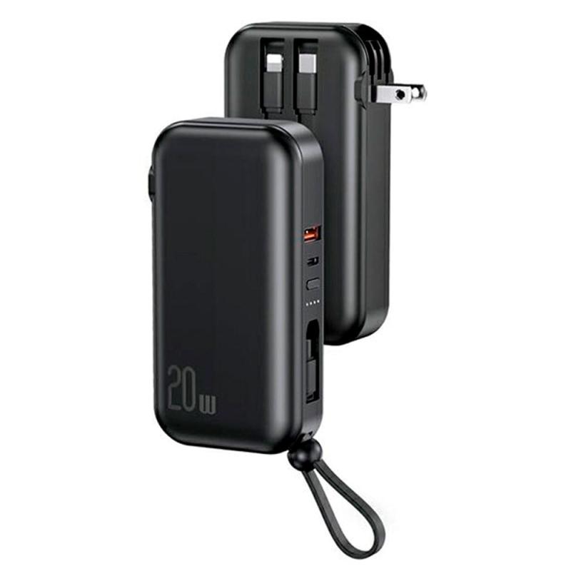 - -  Powerbank Usams 10 000 Mah 20w Usb-   Lightning   Mikro Usb     Stik  Sort