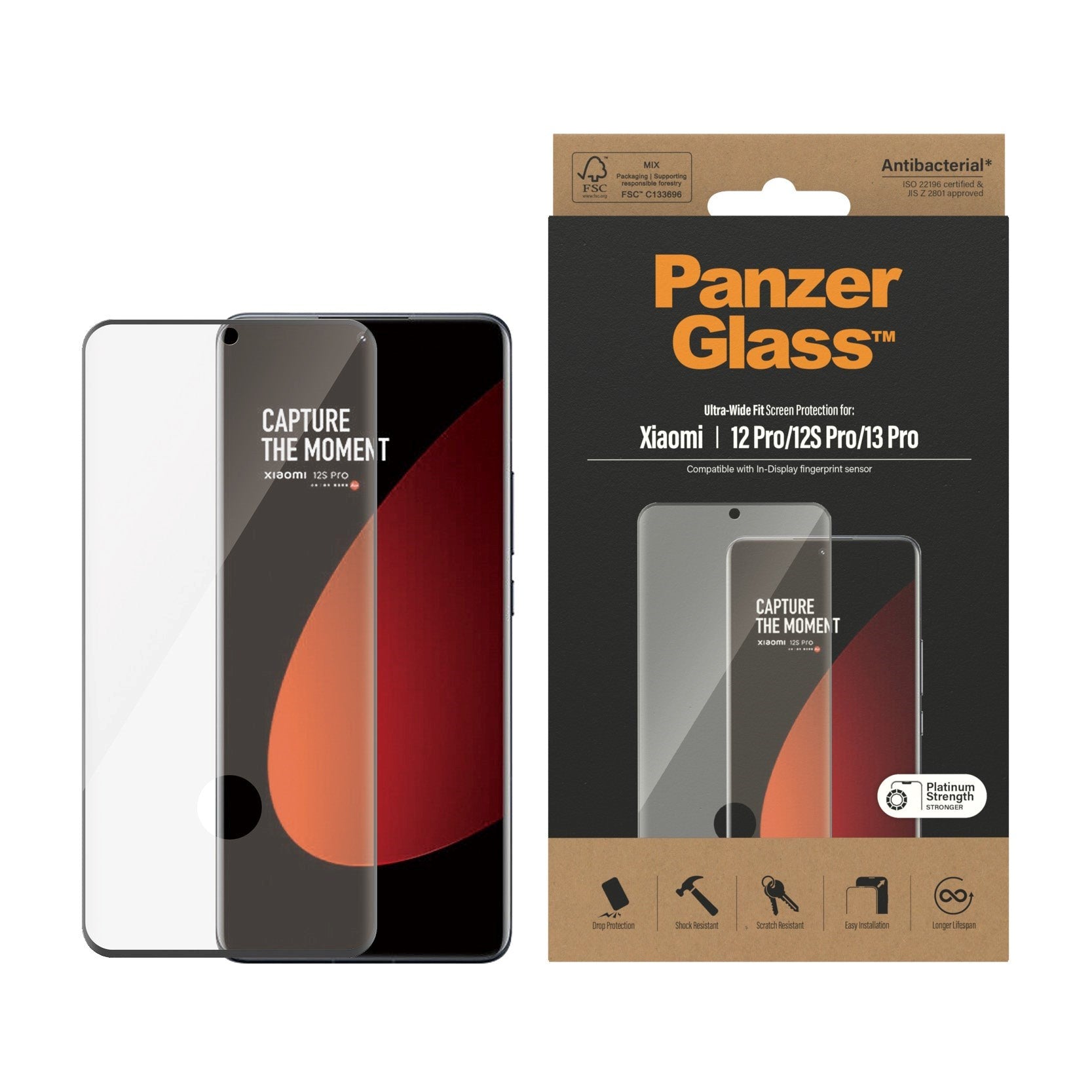 Xiaomi 12 Pro   13 Pro Panzerglass Ultra Wide Fit Skærmbeskyttelsesglas Platinum Strength Sort Kant