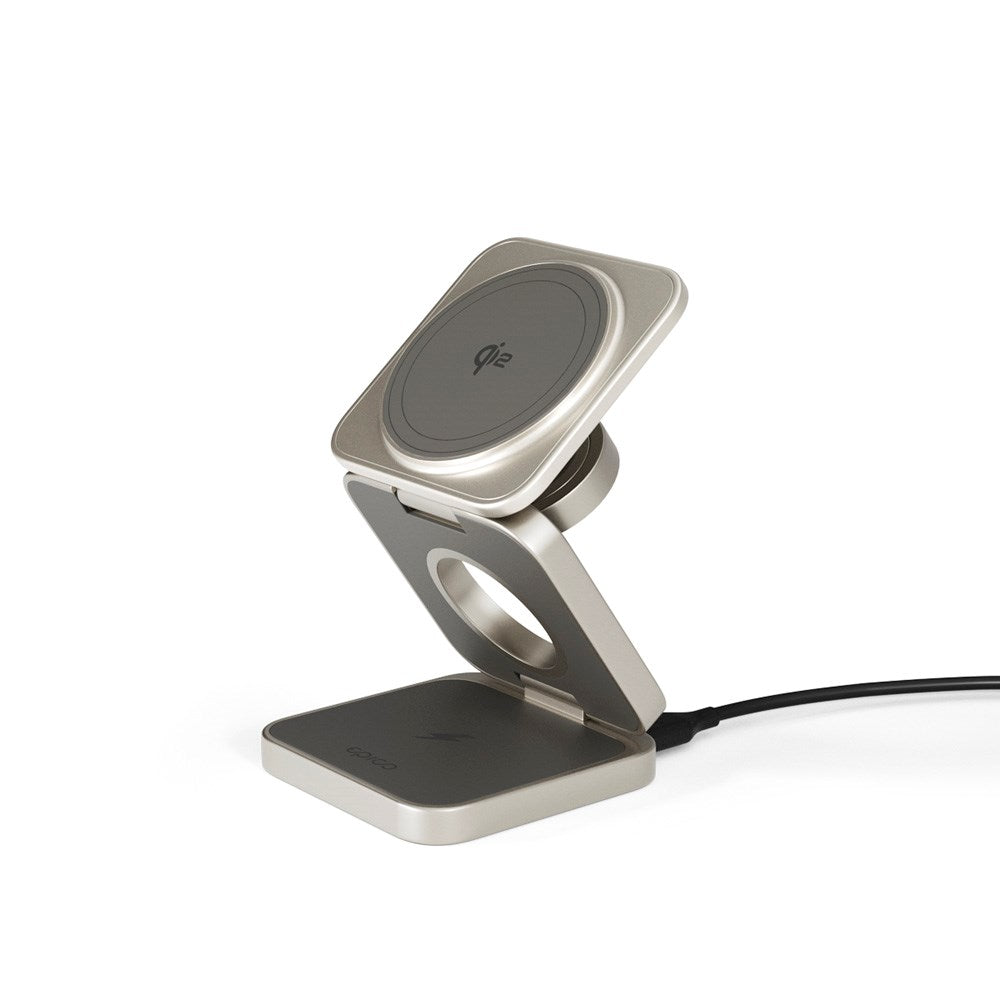 - -  Trådløs Oplader Epico Ultrabase Qi2 Fold Alu Mag  Magsafe Kompatibel Titanium