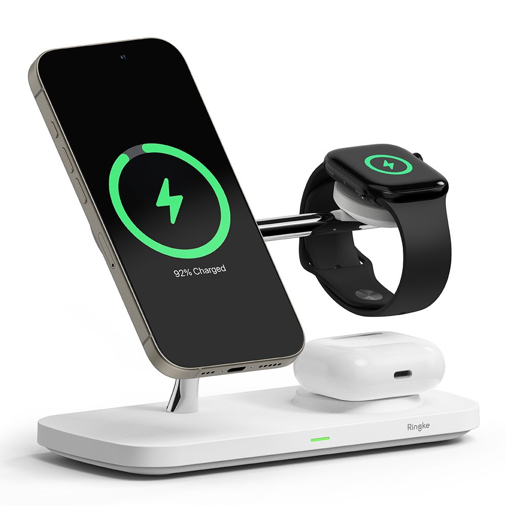 - -  Qi2 Magnetisk Trådløs Oplader Ringke Magsafe Kompatibel Hvid