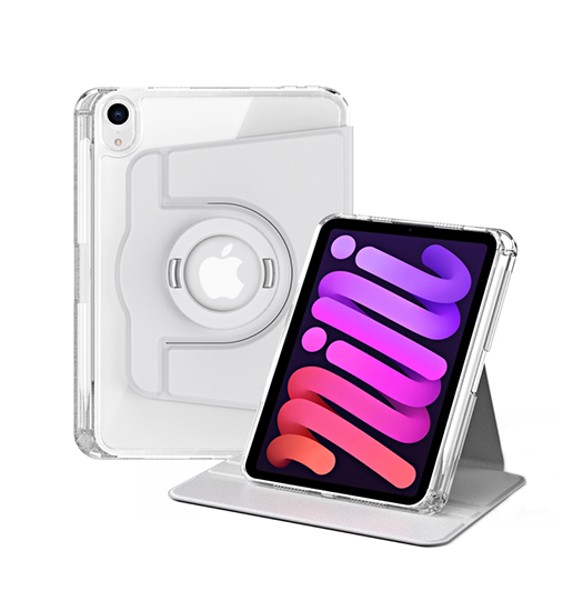Ipad Mini  2021 2024  Akrylisk 360  Cover    Stander Lysegrå