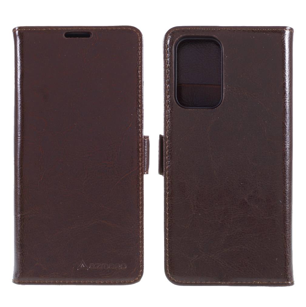 Samsung Galaxy A52s       A52 5g   A52 Azmaro ægte Læder Cover   Pung Brun