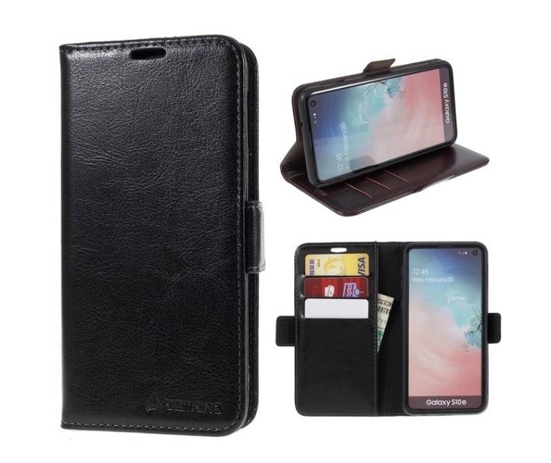 Samsung Galaxy S20 Plus   S20 Plus 5g Azmaro ægte Læder Cover   Pung Sort