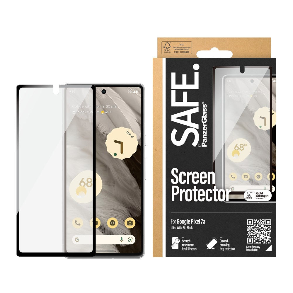 Bulk Safe   Panzerglassâ   - -  Pack Google Pixel 7a Skærmbeskyttelse   Tpu Cover Gennemsigtig   Sort Kant