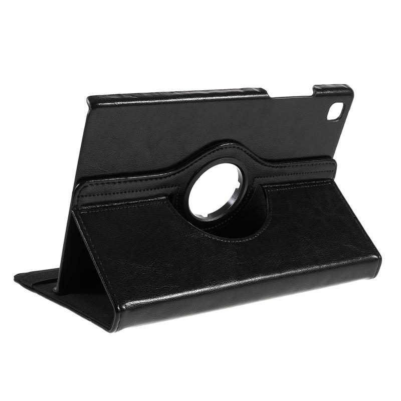 Samsung Galaxy Tab A7 10    2020  Azmaro ægte Læder Cover 360 Grader Roterbar Sort