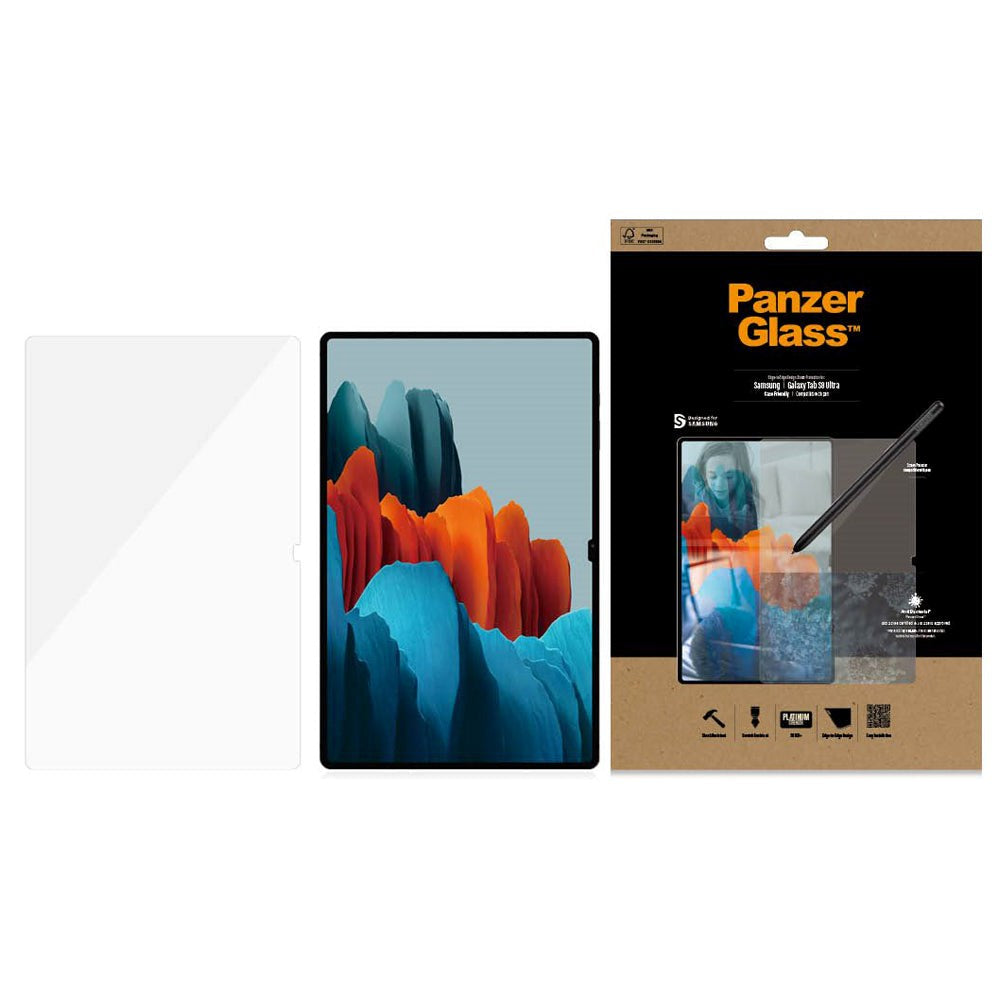 Samsung Galaxy Tab S8 Ultra Panzerglass Edge- -edge Hærdet Glas Skærmbeskyttelse Antibacterial Case Friendly Gennemsigtig