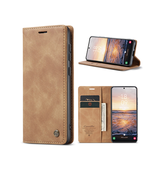 Samsung Galaxy S23  Caseme Trade  Noble Læder Etui   Pung Brun