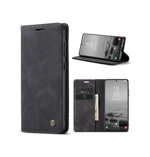 Samsung Galaxy S23  Caseme Trade  Noble Læder Etui   Pung Sort