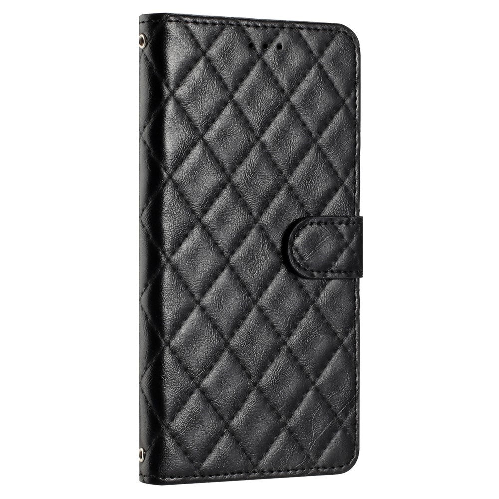 Eiderwood Motorola Moto G84 Læder Flip Cover    Pung   Strop Rhombus Sort