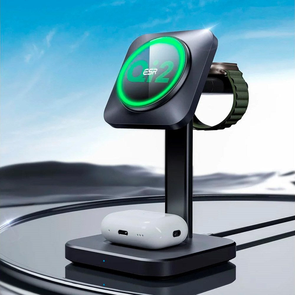 - -  Esr Trådløs Oplader Inkl  Aftagelig Apple Watch Oplader Magsafe Kompatibel Sort