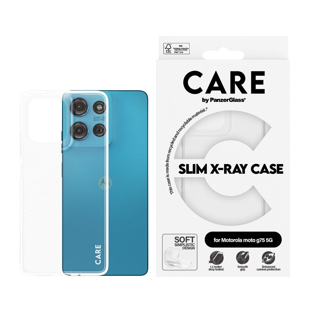 Care   Panzerglass Motorola Moto G75  5g  Fashion  -ray Soft Basic Bagside Cover Transparent
