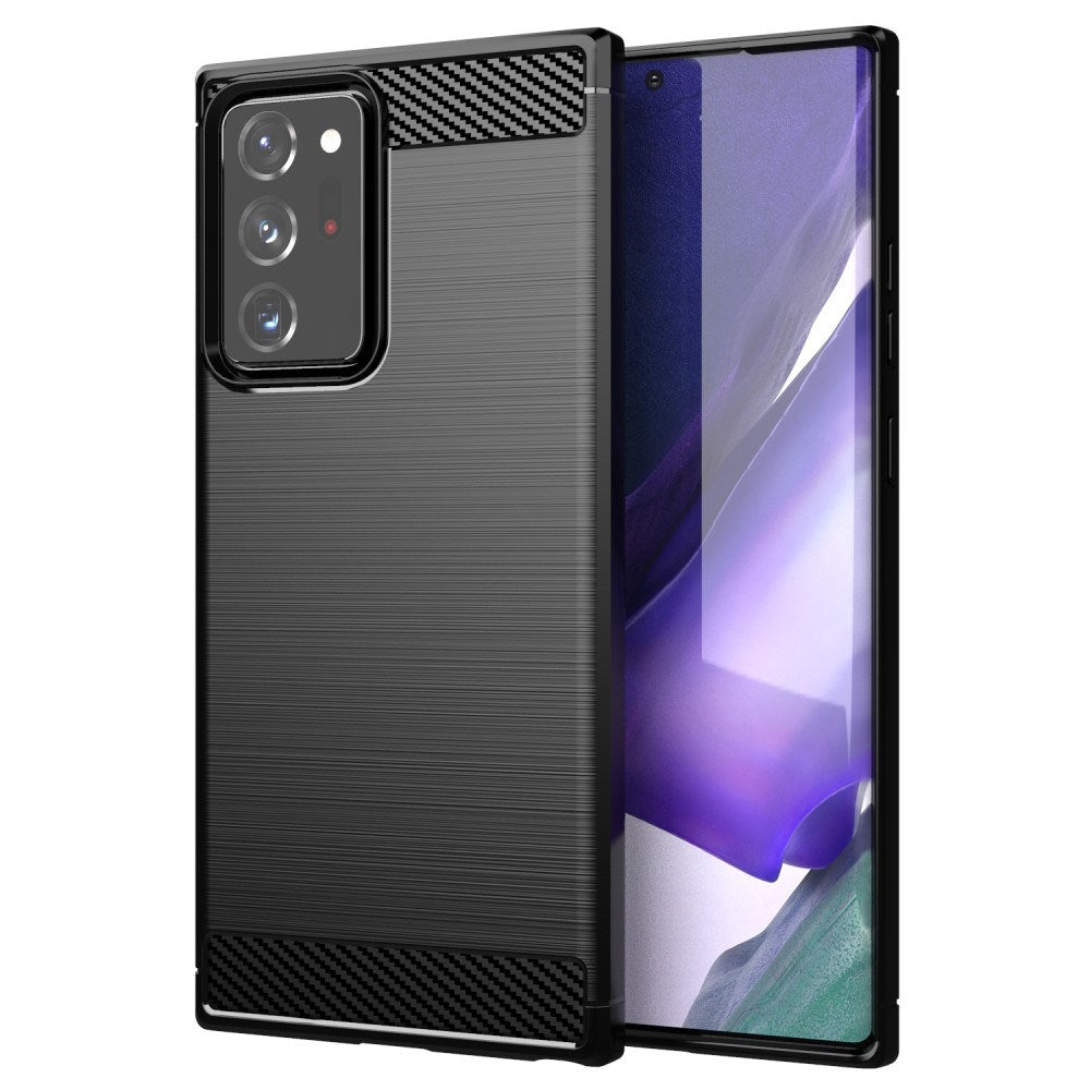 Eiderwood Samsung Galaxy Note 20 Ultra Brushed Carbon Fiber Fleksibelt Plastik Bagside Cover Sort