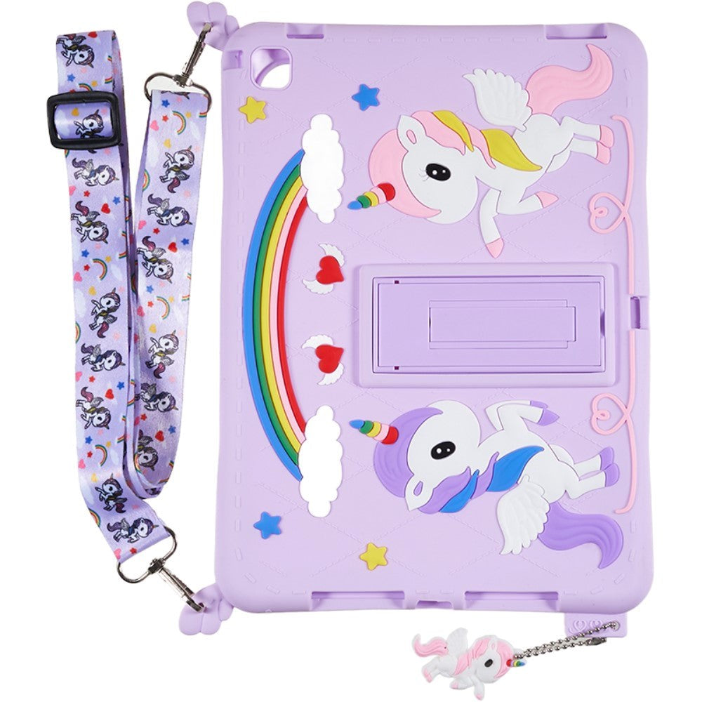 Ipad      2018-2017    Ipad Air   Ipad Air   Silikone Bagside Cover    Stander  Print   Strop Enhjørning