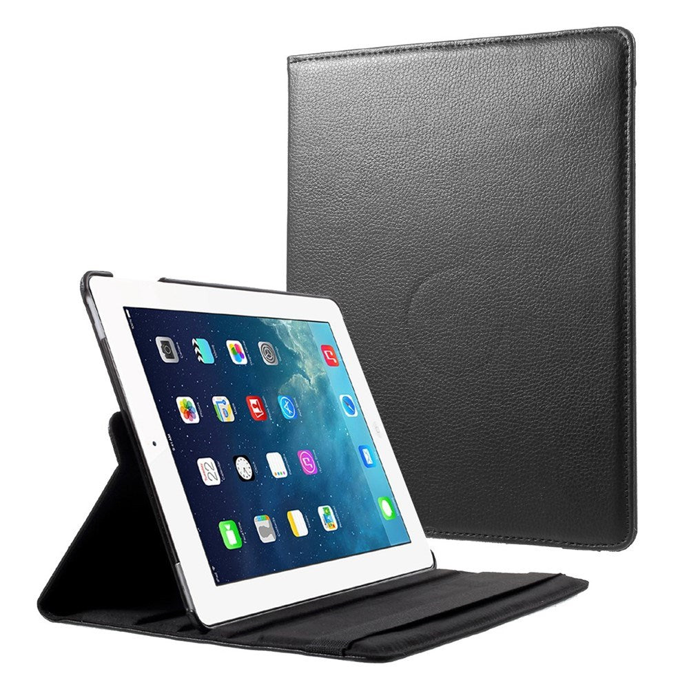 Ipad           Eiderwood Kunstlæder Flip Cover    Elastik   Roterbar Funktion Sort