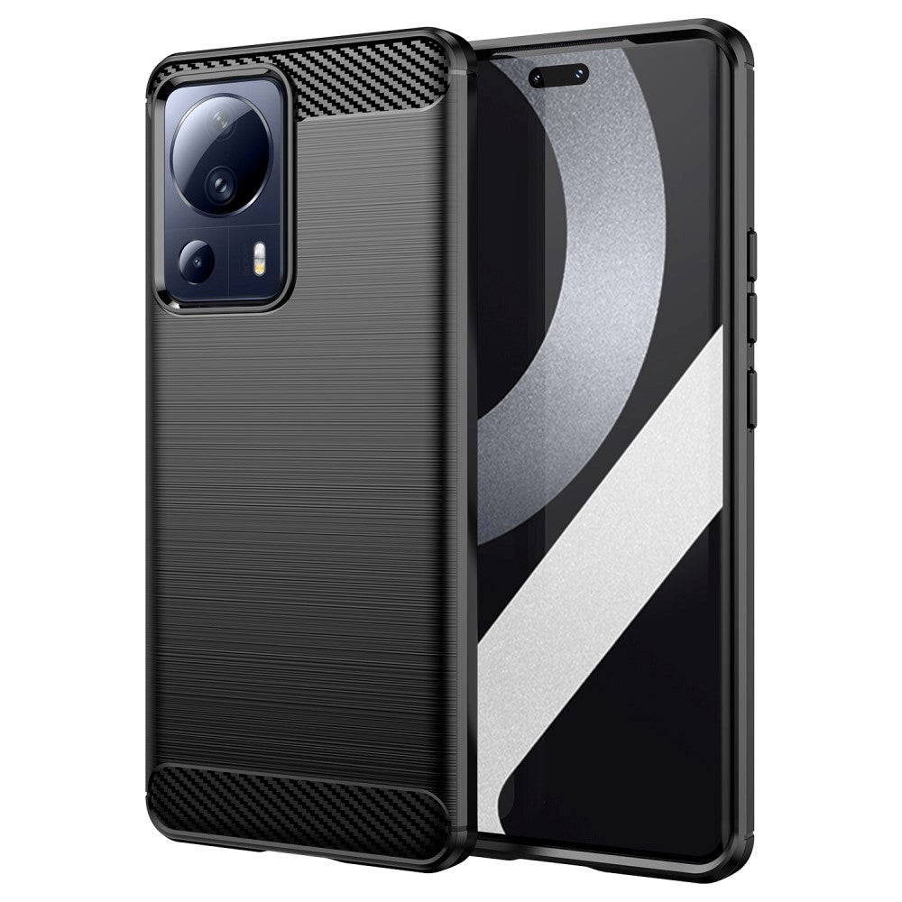 Xiaomi 13 Lite Brushed Carbon Bagside Cover Sort