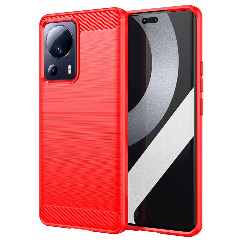 Xiaomi 13 Lite Brushed Carbon Bagside Cover Rød