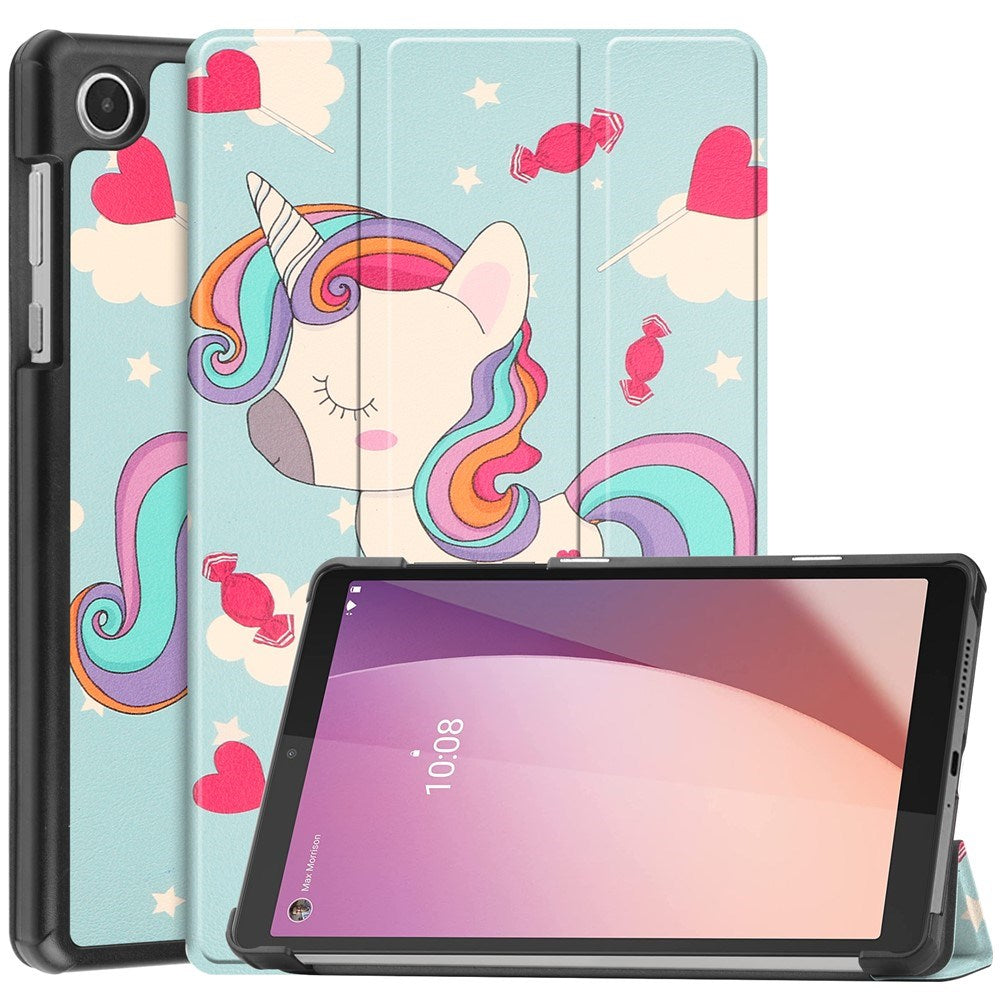 Lenovo Tab M8     Gen  Eiderwood Tri-fold Kunstlæder Flip Cover    Mønster Enhjørning