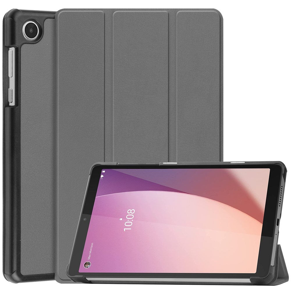 Lenovo Tab M8     Gen  Eiderwood Tri-fold Kunstlæder Flip Cover Grå